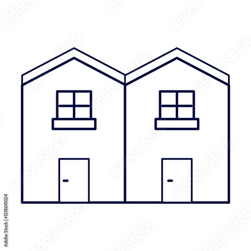 Duplex House Icon. Residential Building with Dual Units Illustration for Real Estate Concept.