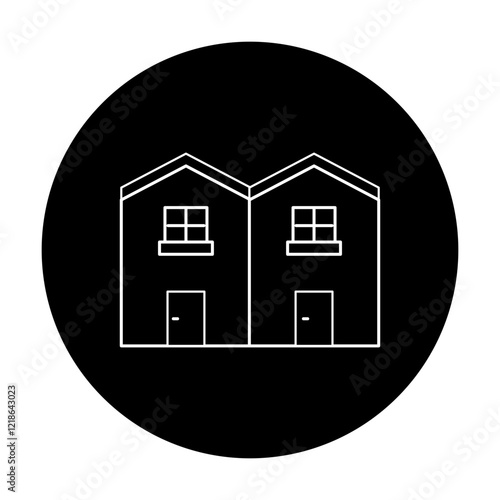 Duplex House Icon. Residential Building with Dual Units Illustration for Real Estate Concept.