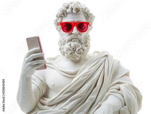 Obraz na płótnie Isolated Statue with Phone and Red Glasses w salonie