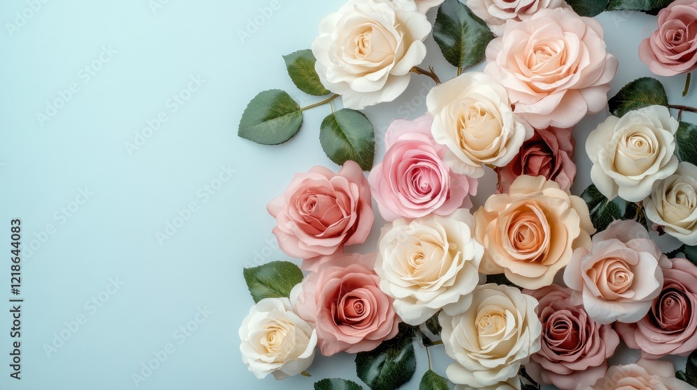 Fototapeta premium Artificial Roses flower bouquest background in vintage style