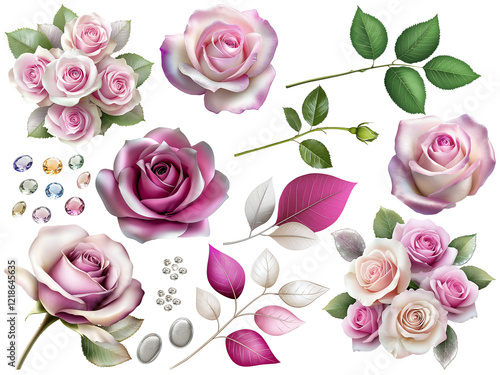 Obraz na płótnie Rosa Rosen Clipart Set – Elegante PNG Freisteller für kreative Projekte w salonie