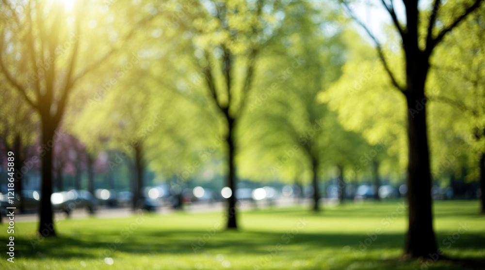 Blurred green background of nature in city park in spring and summer with sun effects and relaxation tones. Blurred green background of nature in city park in spring and summer with sun effects and relaxation tones.
