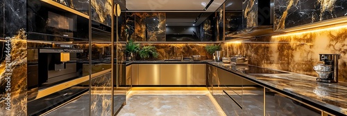 Modern Kitchen with two-tone cabinets luxurious marble back splash photo