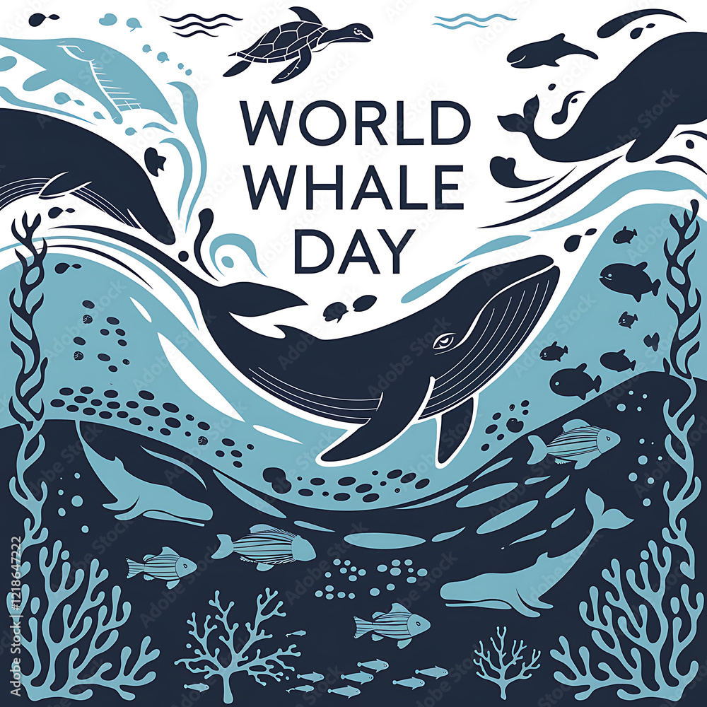Naklejka premium world whale day