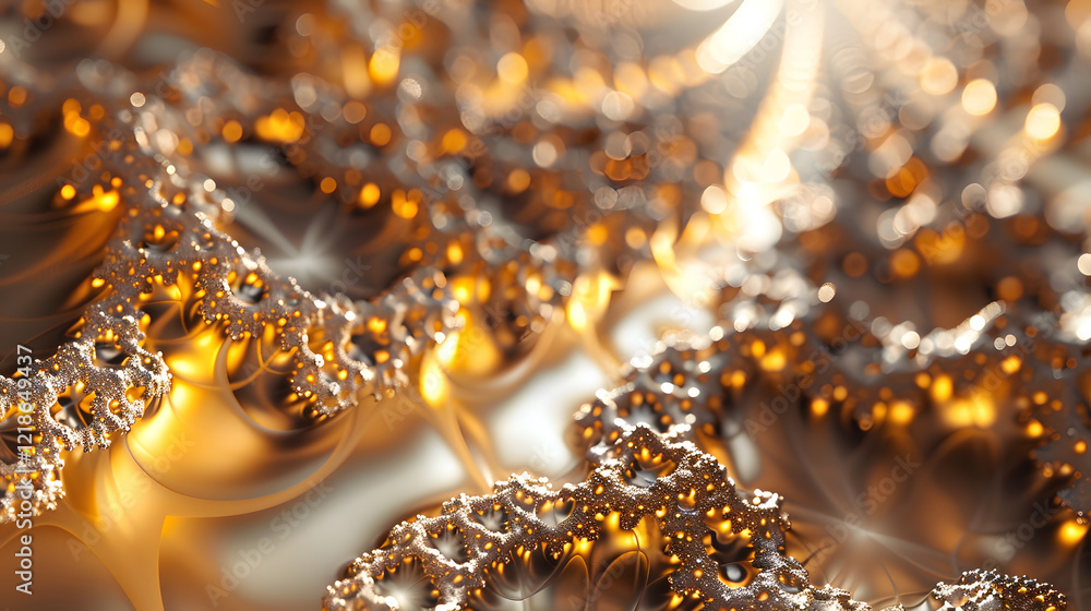 Abstract golden fractal pattern on shiny metal surface, generative ai Abstract golden fractal pattern on shiny metal surface, generative ai