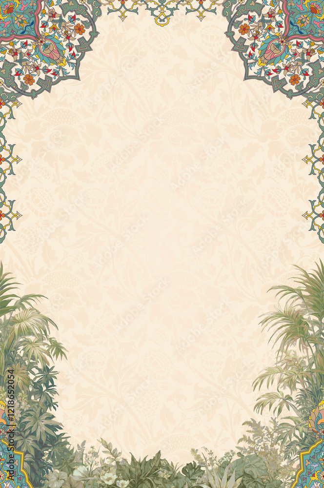 Decorative Islamic hand drawn frame for wedding invite. Turkish and Persian design background frame Decorative Islamic hand drawn frame for wedding invite. Turkish and Persian design background frame