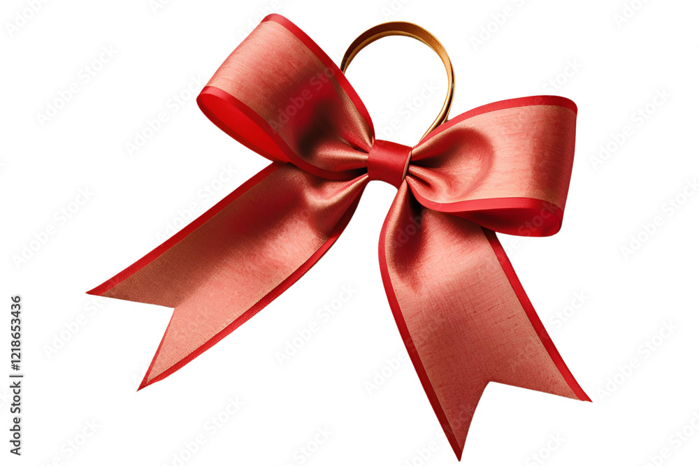 Naklejka premium Bright Red Bow Isolated on White for Holiday Wrapping 