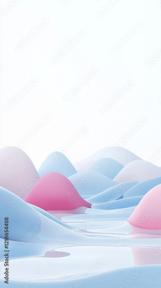Fototapeta premium Soft pastel hills in serene landscape illustration