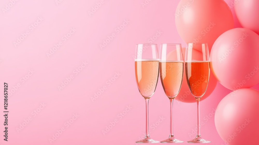 Three sparkling champagne glasses glimmering under bright light, perfect for celebrations and toasts. Three sparkling champagne glasses glimmering under bright light, perfect for celebrations and toasts.