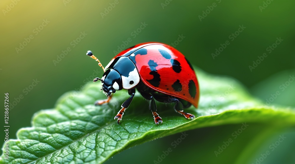 Obraz premium A Stunning Close-Up of a Ladybug on a Leaf in Nature