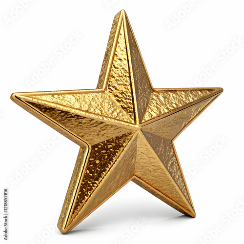 3d gold metal star isolated