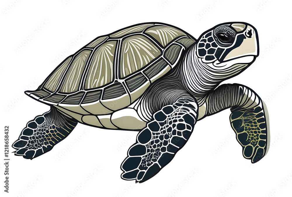 Obraz premium Turtle Isolated on White Background – Wildlife and Nature Concept