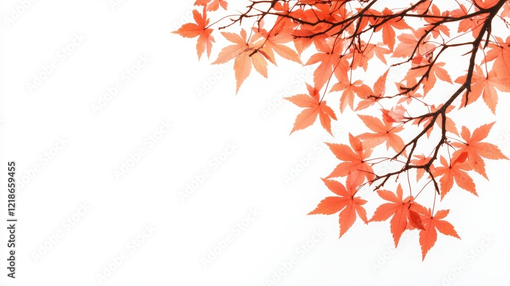 Soft Cascade of Muted Maple and Oak Leaves Against a Bright White Background Soft Cascade of Muted Maple and Oak Leaves Against a Bright White Background