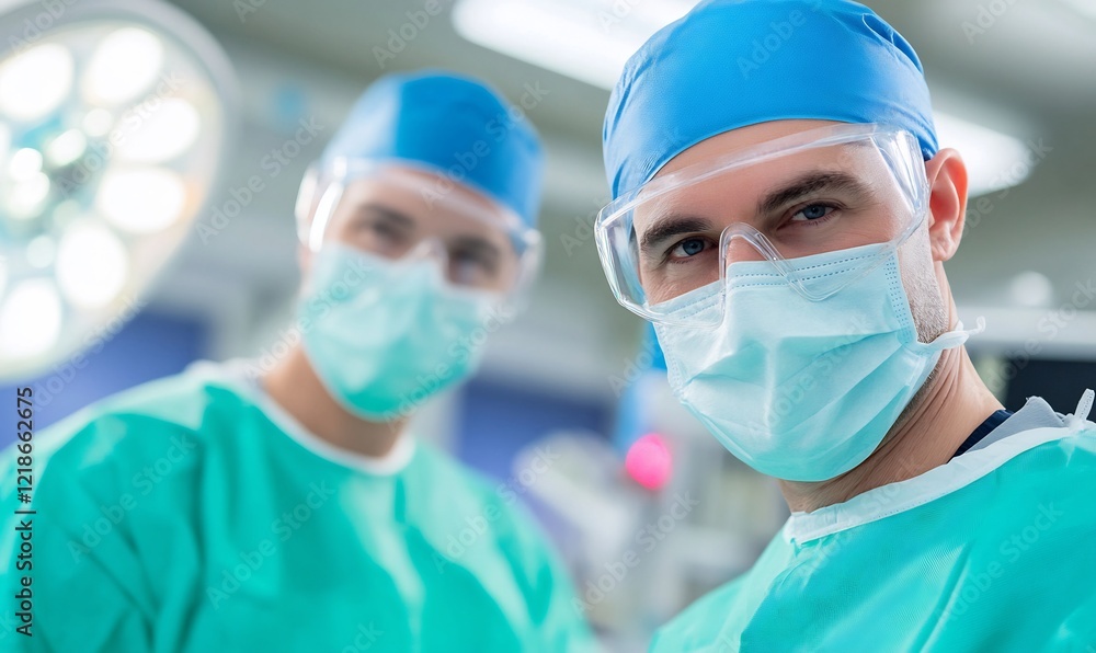 Surgeons in Scrubs Preparing for Surgery in a Modern Operating Room Surgeons in Scrubs Preparing for Surgery in a Modern Operating Room