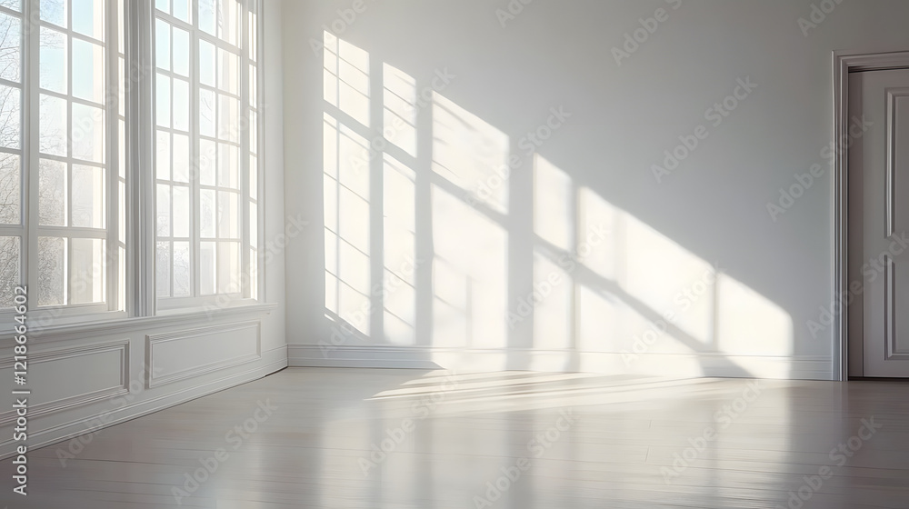 A white Empty room Surreal Minimalistic style morning light copy space, Generative AI A white Empty room Surreal Minimalistic style morning light copy space, Generative AI