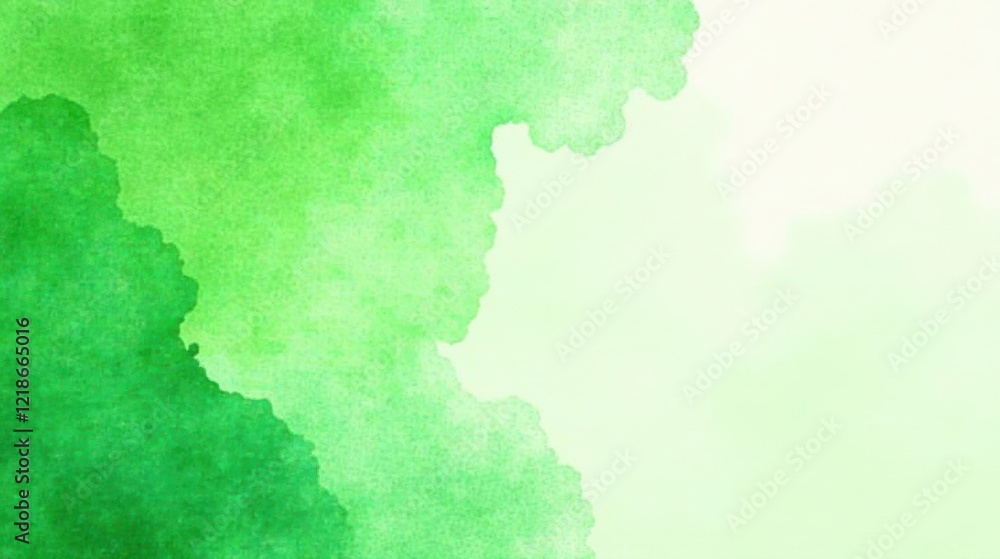 Obraz premium Abstract Green Watercolor Wash Background Texture A Soft, Gradual Transition from Deep to Light Shades