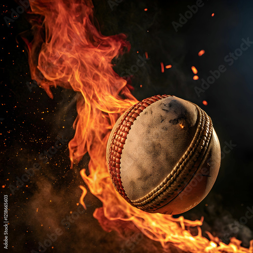 cricket ball on fire
