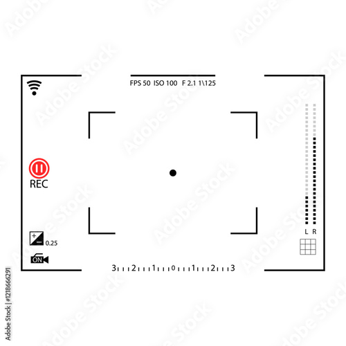 Photo or video snapshot device shoot picture equipment, digital technology optics, viewfinder professional, compact video, frame record, zoom screen, vector illustration