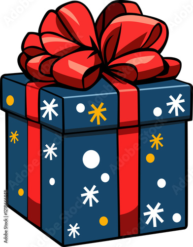 soft blue colour modern look gift box hand drawn vector image with transparent background 