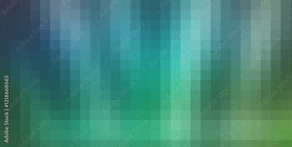 Pixelated digital surface blending green and blue hues, generating vibrant grainy geometric pattern Pixelated digital surface blending green and blue hues, generating vibrant grainy geometric pattern