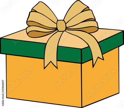 colourful modern gift box with glassy ribbon hand drawn vector image with transparent background 