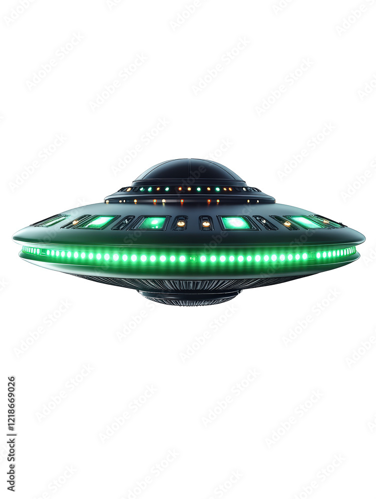 Isolated UFO with Green Lights