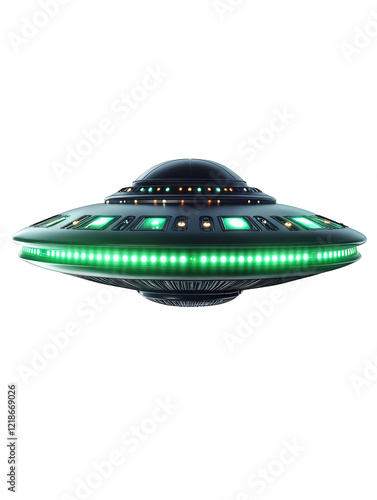 Obraz na płótnie Isolated UFO with Green Lights w salonie