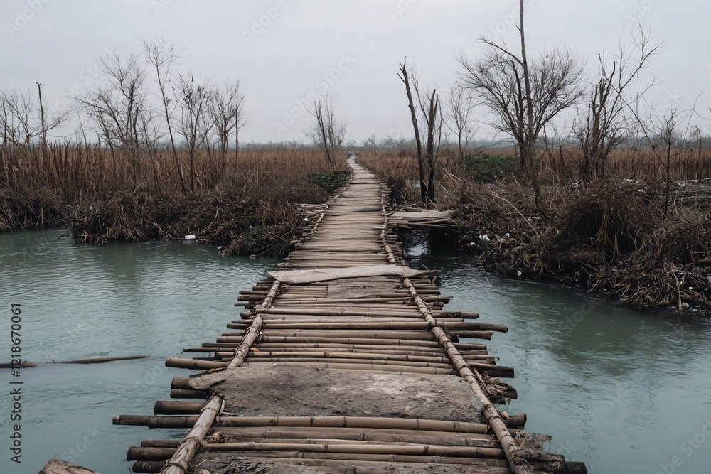 Obraz premium wooden bridge over the river
