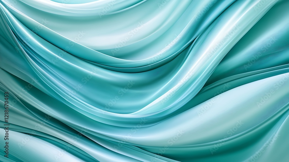 Fototapeta premium Abstract Teal Fabric Swirling Waves Design