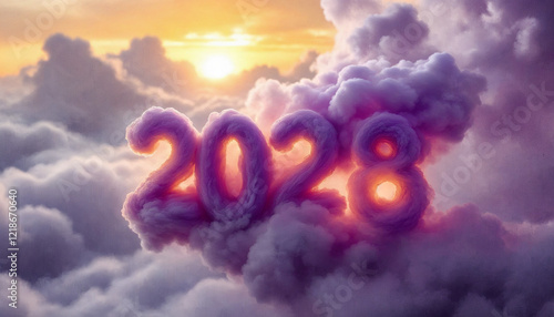 2025, 2026, 2027, 2028, 2029, 2030 date on fireworks background, new year card