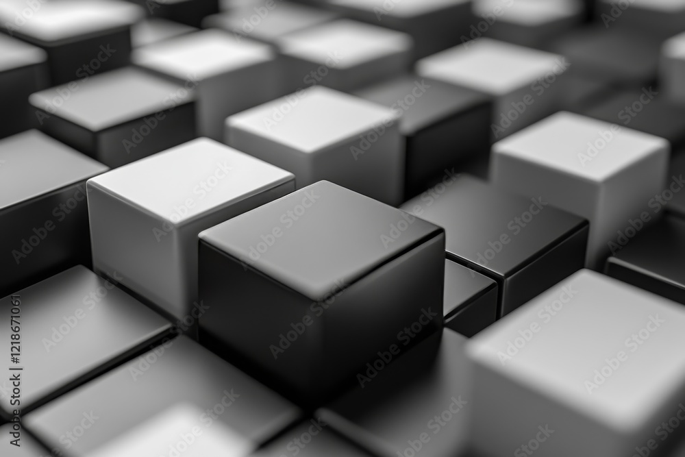Abstract minimalist cubes, organic design, 3d render, Generative AI Abstract minimalist cubes, organic design, 3d render, Generative AI