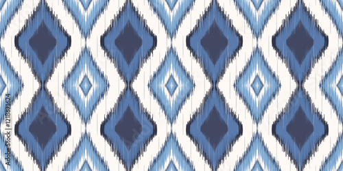 Ethnic ikat seamless pattern.beautiful pattern. floral embroidery, bohemian style, abstract flower art print. ethnic ikat abstract art. seamless fabric. ikat design for fabric, wallpaper, clothing.	