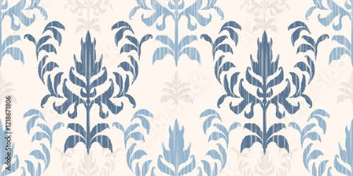 Ethnic ikat seamless pattern.beautiful pattern. floral embroidery, bohemian style, abstract flower art print. ethnic ikat abstract art. seamless fabric. ikat design for fabric, wallpaper, clothing.	