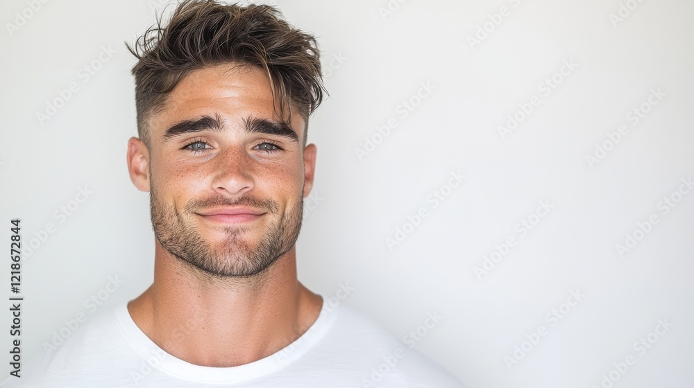 Smiling Man Portrait Close-up, White Background, Casual, Headshot, Male Model Male Portrait, Headshot Photography Smiling Man Portrait Close-up, White Background, Casual, Headshot, Male Model Male Portrait, Headshot Photography
