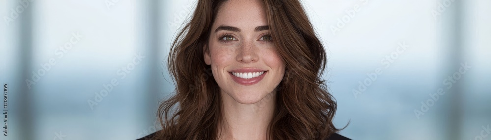 Smiling Woman Portrait Medium Shot, Brown Hair, Soft Background, Beauty Concept, Portrait Photography Portrait Photography, Beauty Smiling Woman Portrait Medium Shot, Brown Hair, Soft Background, Beauty Concept, Portrait Photography Portrait Photography, Beauty