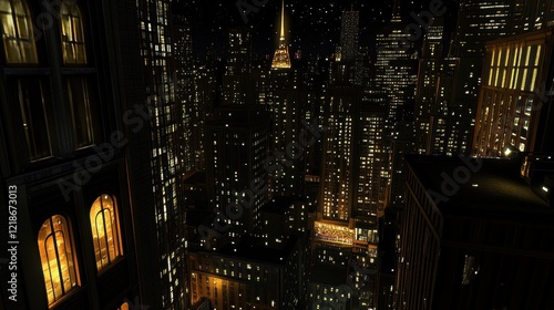 Wallpaper Mural Nighttime Cityscape Illuminated Buildings and Stars Torontodigital.ca