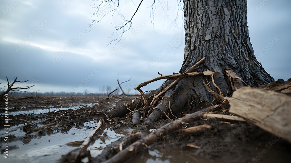 Nature's Fury: A colossal tree, uprooted and exposed, stands as a stark testament to a hurricane's destructive power. Nature's Fury: A colossal tree, uprooted and exposed, stands as a stark testament to a hurricane's destructive power.