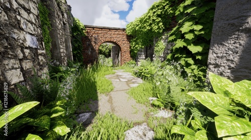 Wallpaper Mural Overgrown Stone Pathway Leading to Ancient Ruins Torontodigital.ca