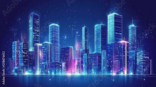 Wallpaper Mural Futuristic Cityscape Illuminated With Neon Lights At Night Torontodigital.ca