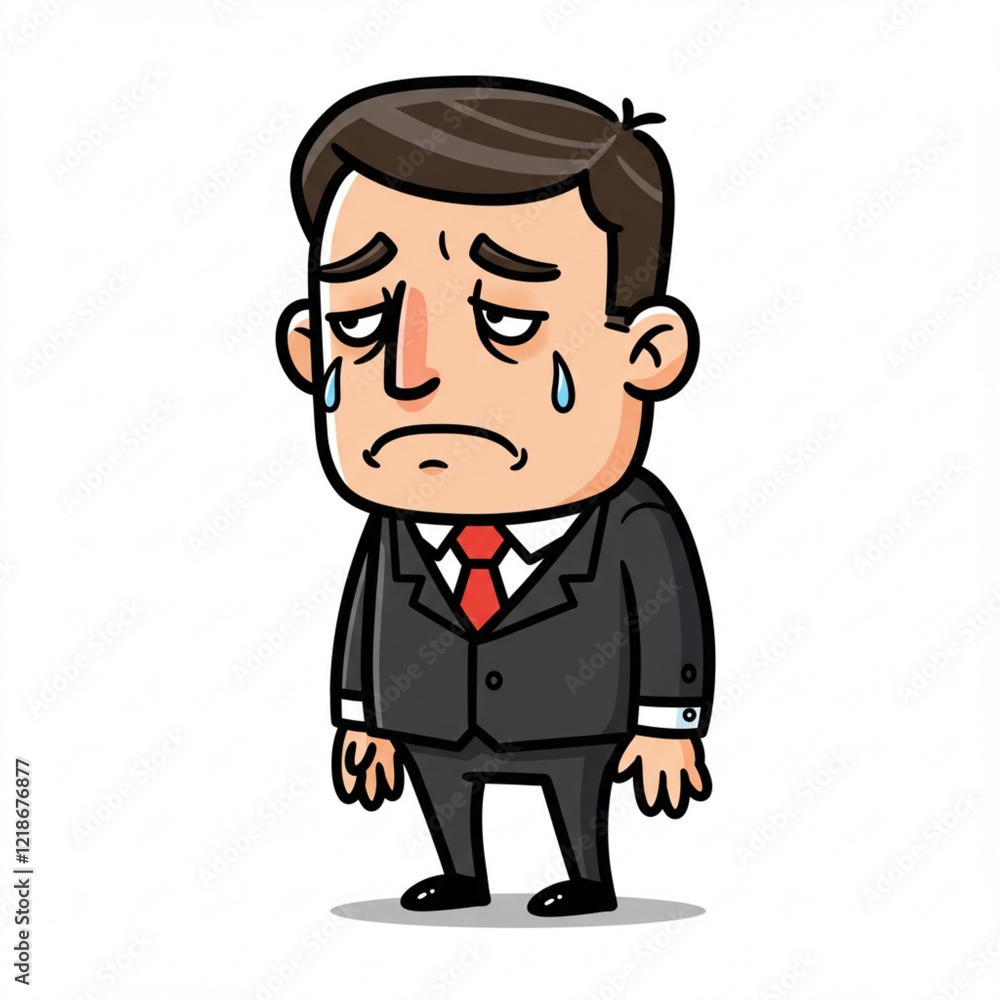 Sad Businessman Cartoon Illustration Depressed Crying Corporate Executive Character Design Sad Businessman Cartoon Illustration Depressed Crying Corporate Executive Character Design