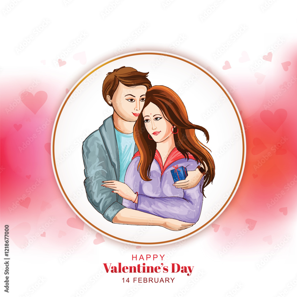 Beautiful cute couple in love hugging valentines day celebration card design Beautiful cute couple in love hugging valentines day celebration card design