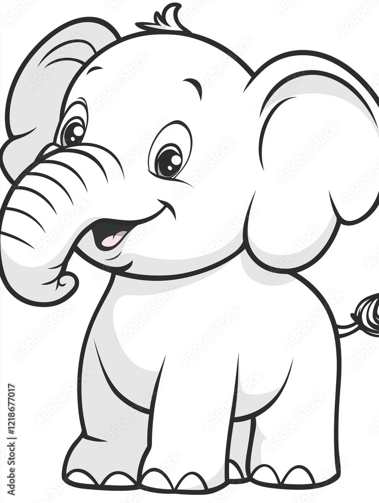 Naklejka premium elephant template on transparent background for coloring