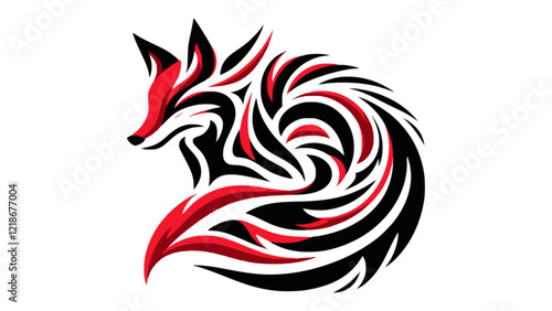 Tribal Fox Art with Bold Tail Patterns