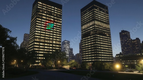 Wallpaper Mural Illuminated Skyscrapers at Night Cityscape Torontodigital.ca