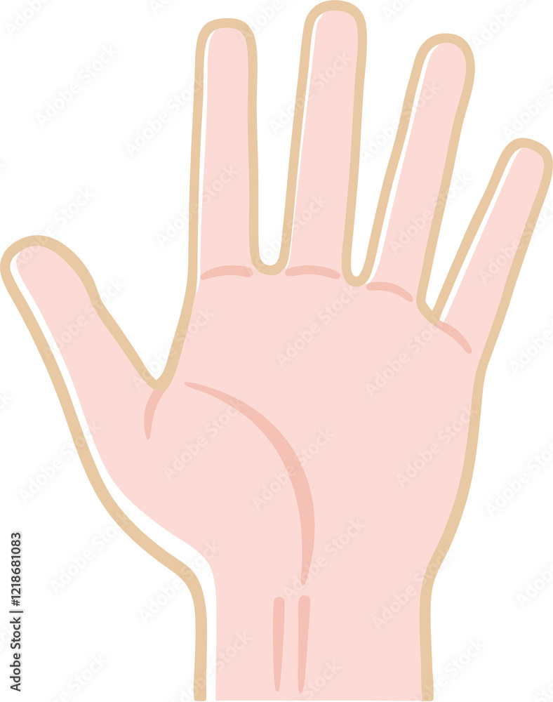 Obraz premium Illustrated Open Hand, Minimalist, Pastel Colors, Symbolism.