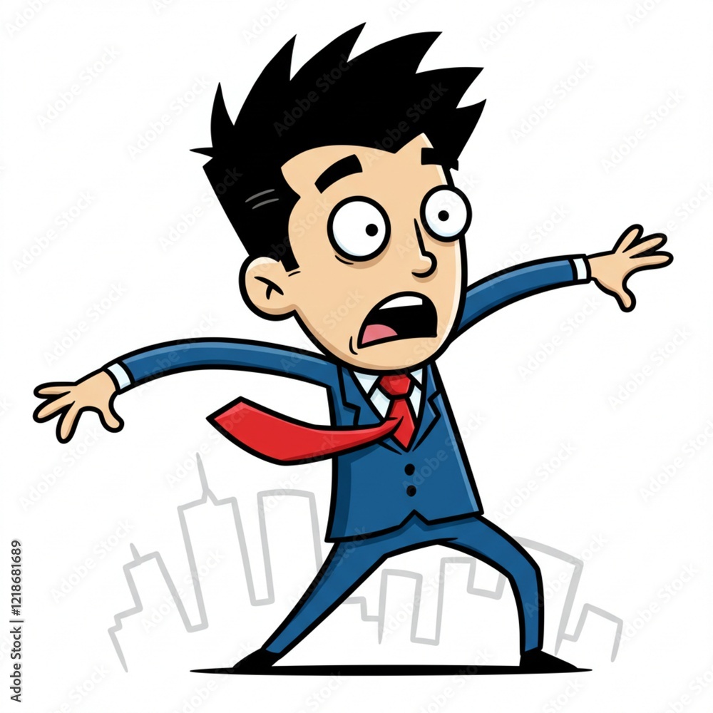 Shocked Cartoon Businessman Falling Cityscape Background Illustration Shocked Cartoon Businessman Falling Cityscape Background Illustration