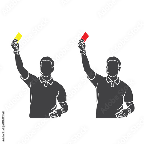 vector silhouette illustration of soccer referee gives a card