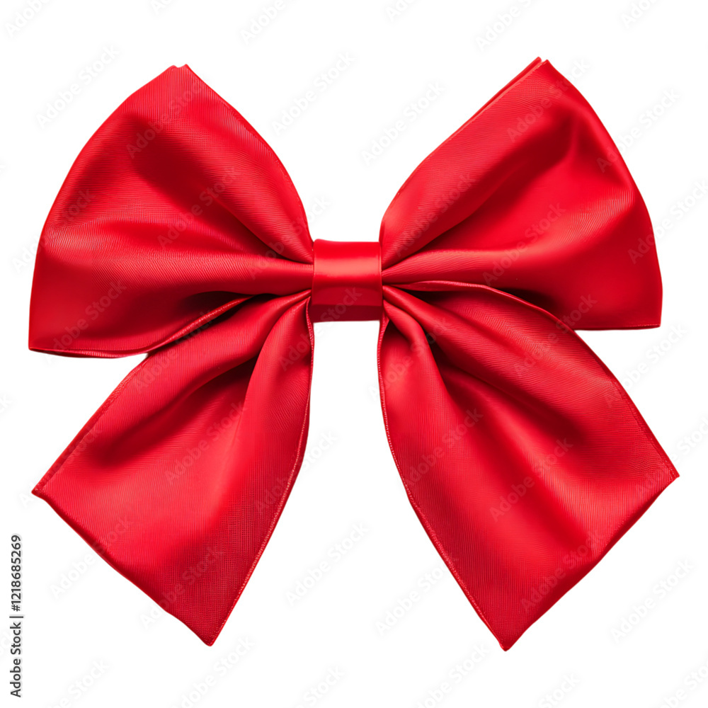 A vibrant red satin ribbon bow isolated on transparent background, cut out, PNG 3D Digital Art. A vibrant red satin ribbon bow isolated on transparent background, cut out, PNG 3D Digital Art.