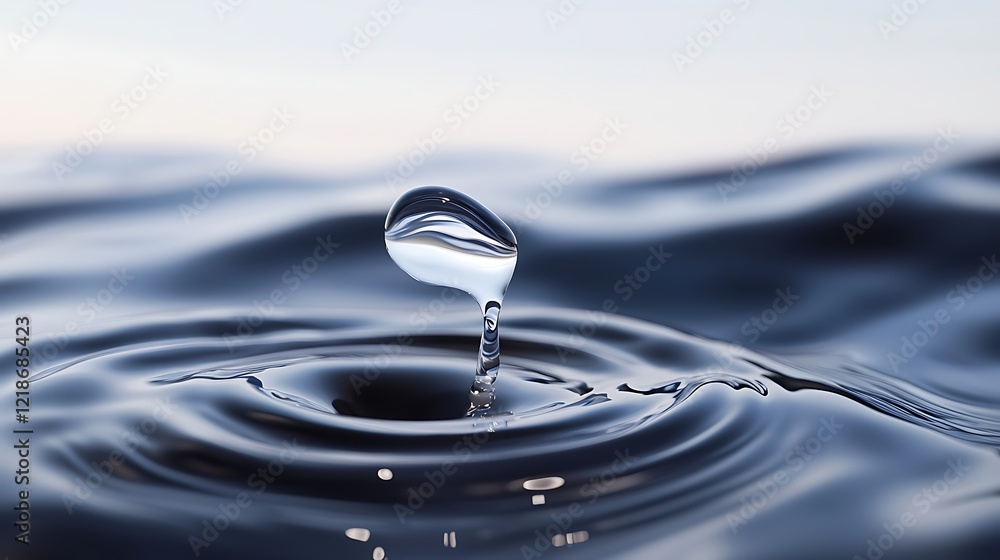 Close Up Of A Water Droplet Falling Onto A Still Water Surface Creating Concentric Ripples Close Up Of A Water Droplet Falling Onto A Still Water Surface Creating Concentric Ripples