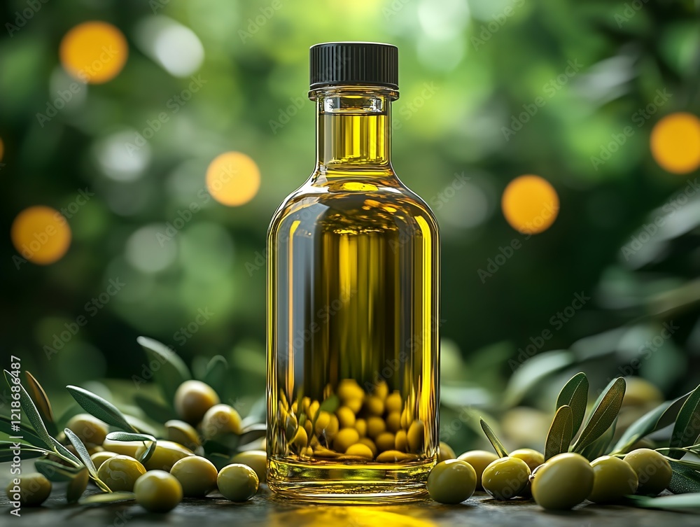 Bottle of oil with olives Bottle of oil with olives